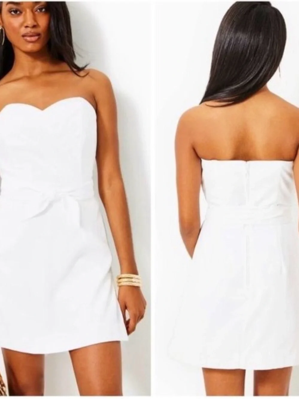 Lilly Pulitzer Kylo Strapless Skirted Romper White Scalloped-Neck Mini Dress - Picture 3 of 9